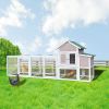 122" Large Wood Chicken Coop Hen House Pet Rabbit Hutch Wooden Pet Cage Backyard with Nesting Box