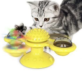 Windmill Cat Toy Interactive Pet Toys for Cats Puzzle Cat Game Toy With Whirligig Turntable for Kitten Brush Teeth Pet Supplies (Color: B)