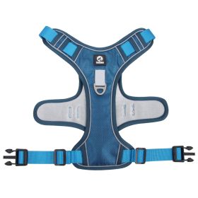 dog Harnesses; Cross border New Pet Towing Rope Vest Large Dog Chest Strap Reflective Explosion proof Flushing Dog Towing Rope (colour: Lake blue, Specification (L * W): L)