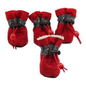 Dog Boots 4 PCS Set (Color: Red, size: large)