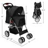 Simple Desight Foldable 4-Wheel Pet Stroller With Storage Basket